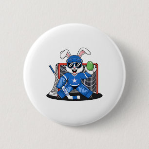 Paashaas ijshockey doelman mannen jongens kinderen ronde button 5,7 cm