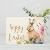 Paashaas in de tuin feestdagenkaart (Staand voorkant)