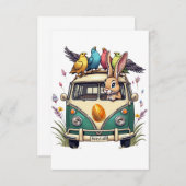 Paashaas in een bus met vogelvrienden - Spring Ce Bedankkaart (Voorkant / Achterkant)