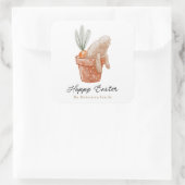 Paashaas in Flower Pot Vierkante Sticker (Tas)