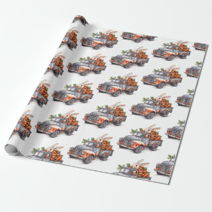 Paashaas in rustieke  truck cadeaupapier