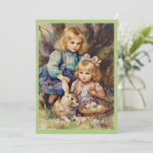 paashaas Kinder groen Feestdagenkaart (Staand voorkant)