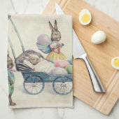 Paashaas kinderen gekleurd ei theedoek (Quarter Fold)