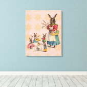 Paashaas Kip Bunny Eieren Canvas Afdruk (Insitu (Houten vloer))