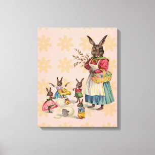 Paashaas Kip Konijn Eieren Canvas Afdruk
