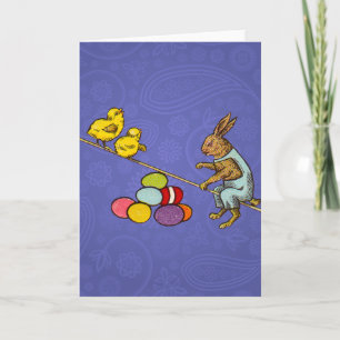Paashaas kippen eieren illustratie feestdagen kaart
