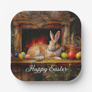 Paashaas Kleurrijke paaseieren Happy Easter Papieren Bordje