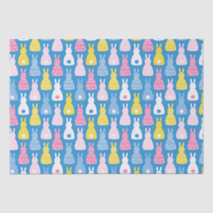 Paashaas konijn blauw patroon tissuepapier