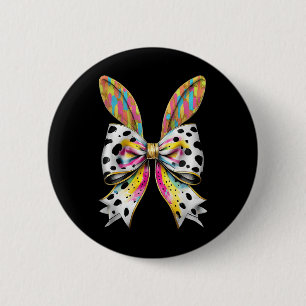 Paashaas Konijn Coquette Bow Happy Easter Girl Ronde Button 5,7 Cm
