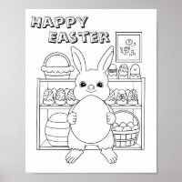 Paashaas Konijn Ei Kinderen Kleurplaat Poster