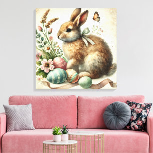 Paashaas Konijn Ei Waterverf Canvas Afdruk
