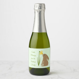 Paashaas Konijn en narcis bloem Custom Sparkling Wijnetiket