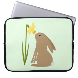 Paashaas Konijn en narcis bloem Laptop Sleeve