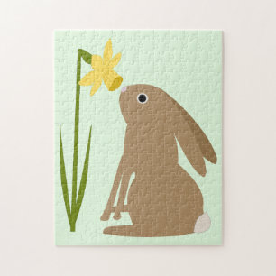 Paashaas Konijn en narcis bloem Legpuzzel