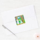 Paashaas Konijn Spring Egg Hunt Vierkante Sticker (Envelop)