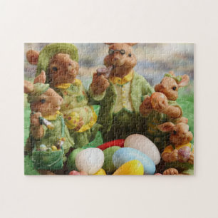 Paashaas Konijnenfamilie en eieren Legpuzzel