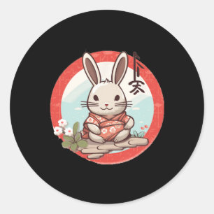 Paashaas konijntje in Japans kimono pak Ronde Sticker
