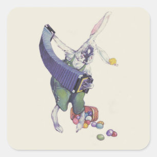 Paashaas Kuiken Mandje Gekleurde Eieren Vierkante Sticker