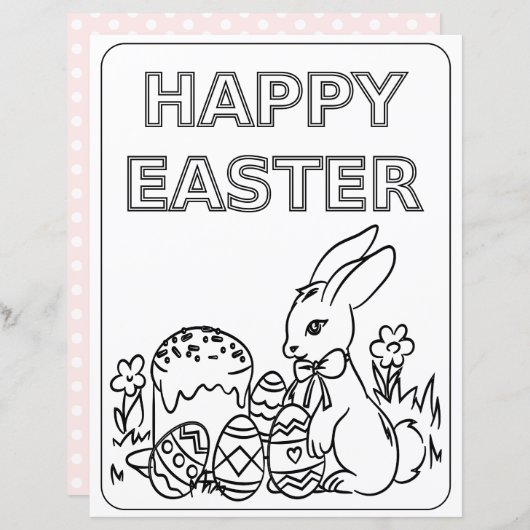 Paashaas Leuke kleurplaat Papier voor kinderen (Voorkant / Achterkant)