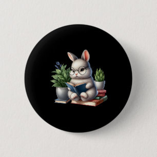 Paashaas lezen Schattigee Bunny Book Lovers lezen Ronde Button 5,7 Cm