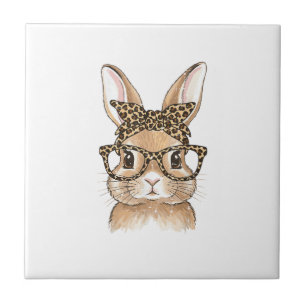 Paashaas Luipaard Bril Bandana Konijn Vrouwen  Tegeltje