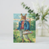 Paashaas mand gekleurd ei feestdagenkaart (Staand voorkant)