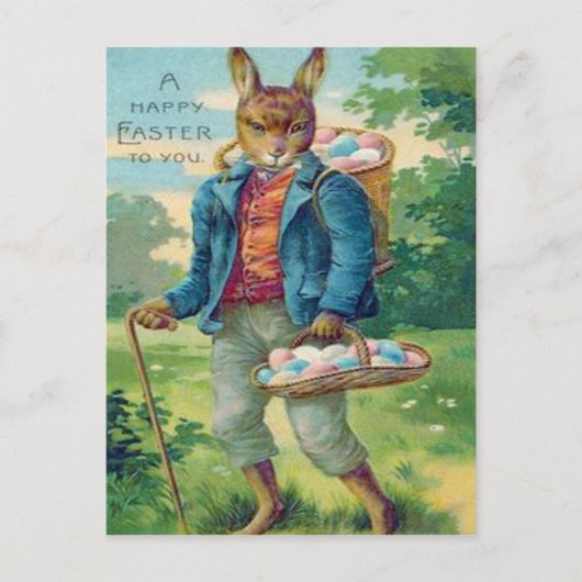 Paashaas mand gekleurd ei feestdagenkaart (Voorkant)