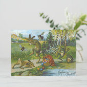 Paashaas mand gekleurde ei kikker kaart (Staand voorkant)