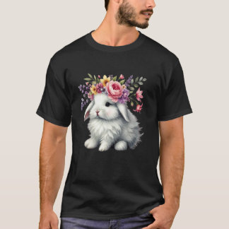 Paashaas met bloemenkroon Cute Girls W T-shirt