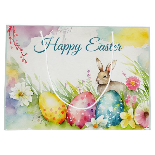 Paashaas met drie paaseieren groot cadeauzakje (Achterkant)