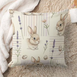 Paashaas met eieren Lente Pastel Patroon (4) Kussen