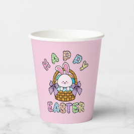 Paashaas met eiermand papieren bekers