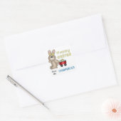 Paashaas met kleine rode wagen vierkante sticker (Envelop)