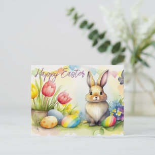 Paashaas met paaseieren briefkaart