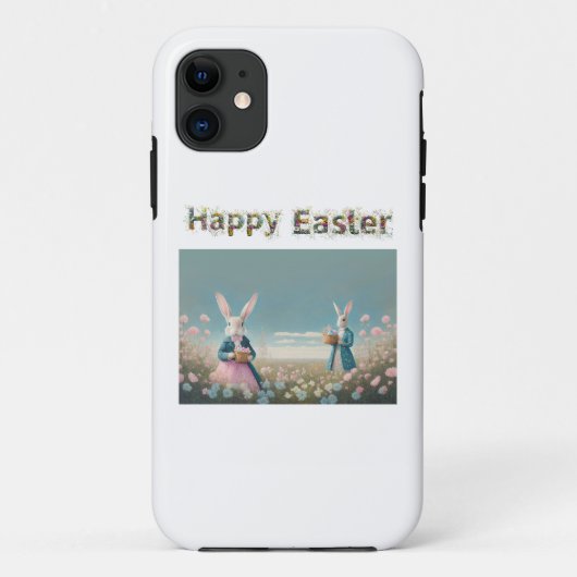 Paashaas met paaseieren Gelukkig Pasen Case-Mate iPhone Case (Achterkant)