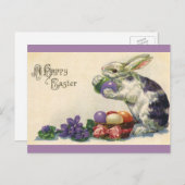 paashaas met paaseieren in een mand feestdagenkaart (Voorkant / Achterkant)