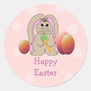 Paashaas met paaseieren ronde sticker