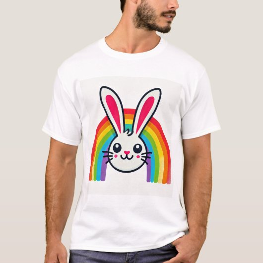 Paashaas met regenboog t-shirt (Voorkant)