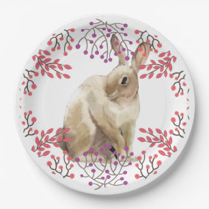 Paashaas Moderne bloemen Papieren Bordje