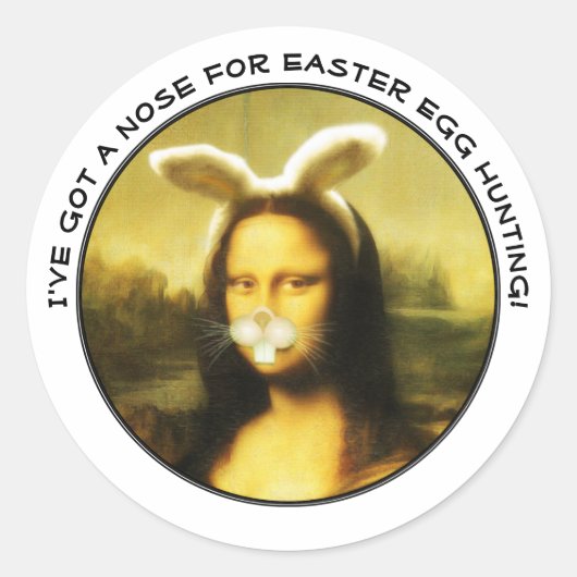 Paashaas Mona Lisa Ronde Sticker (Voorkant)