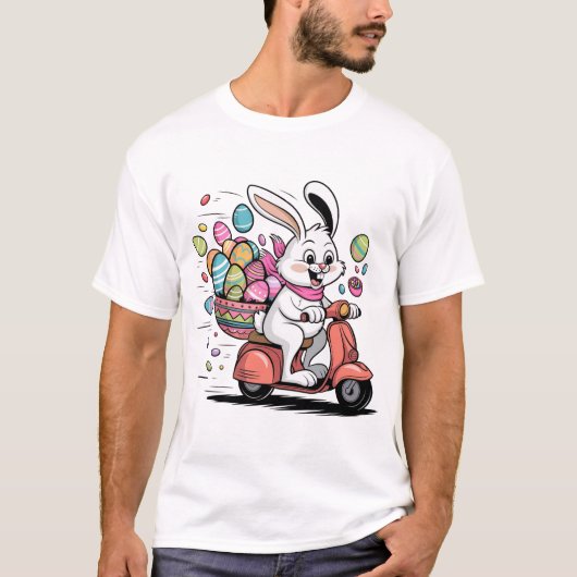 Paashaas op scooter Tshirt (Voorkant)