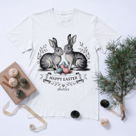 Paashaas Paar Illustratie met Eieren T-shirt