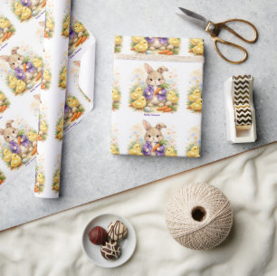 Paashaas Paarse Jas Baby Shower Cadeaupapier