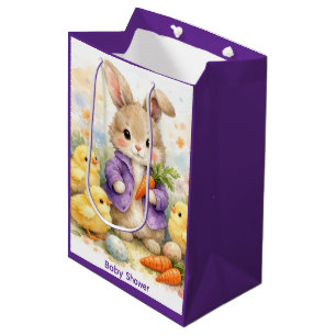 Paashaas Paarse Jas Baby Shower Medium Cadeauzakje