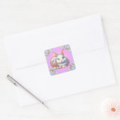 Paashaas pastel vierkante sticker (Envelop)