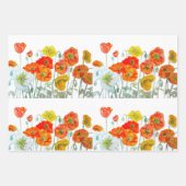 Paashaas Poppy Flower Pattern Waterverf Inpakpapier Vel (Voorkant 3)