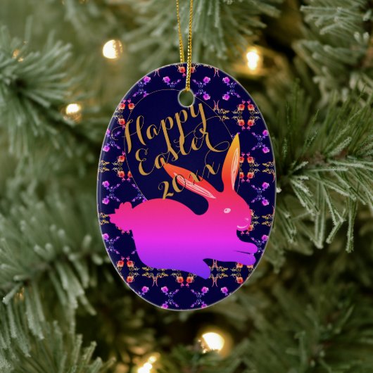 Paashaas Roos Ornament met motief (Boom)