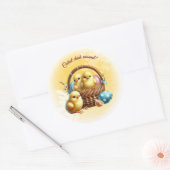 Paashaas Schattigee kuiken in de buurt! Ronde Sticker (Envelop)
