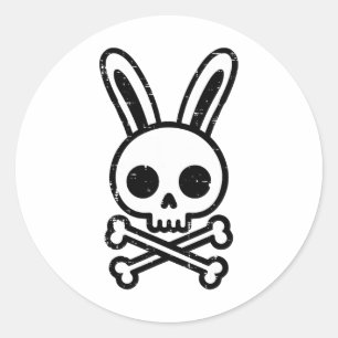 Paashaas Schedel Cross Botten Konijn Gothic Mannen Ronde Sticker
