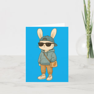 Paashaas Sungles Schattig Koel Konijn Lente Jongen Kaart